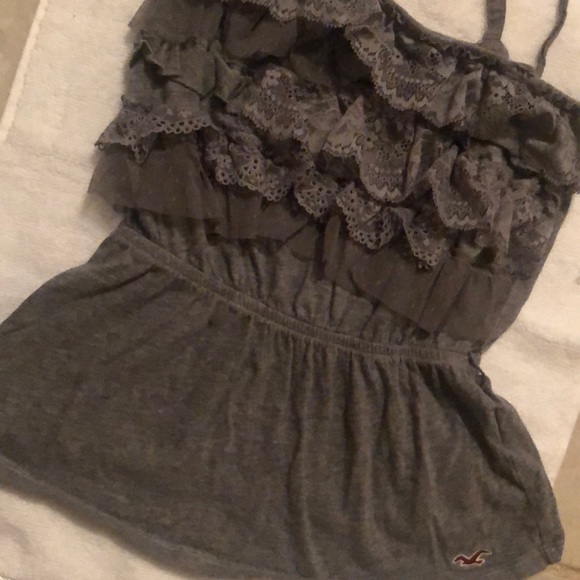 Gently worn Vintage Hollister gray ruffle camisole. Very Good condition. Xsmall - Picture 2 of 8